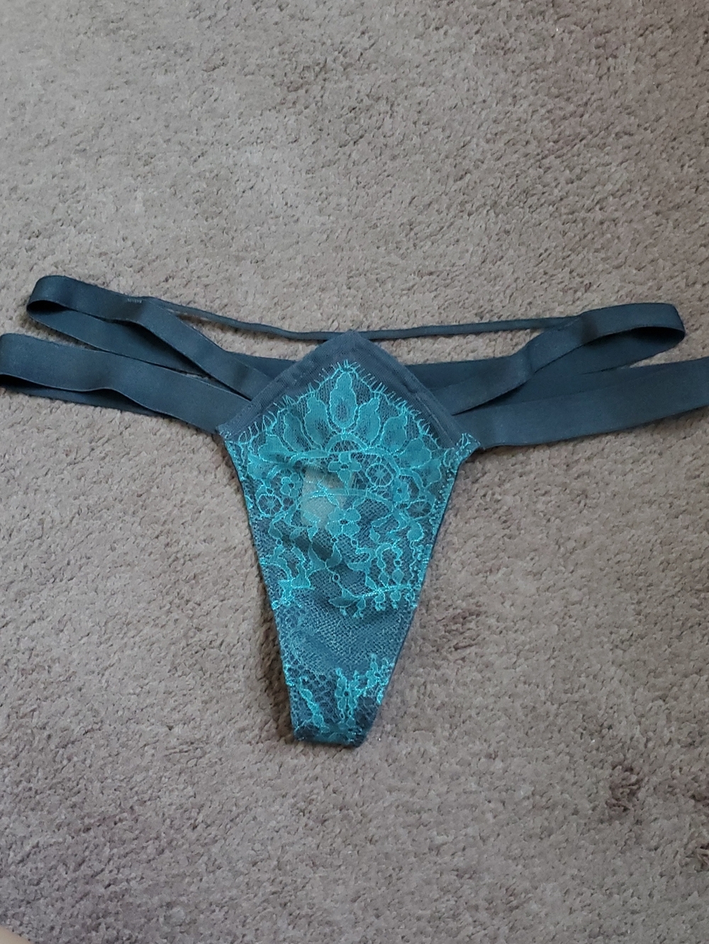 Victoria's Secret Teal Lace Strappy Thong